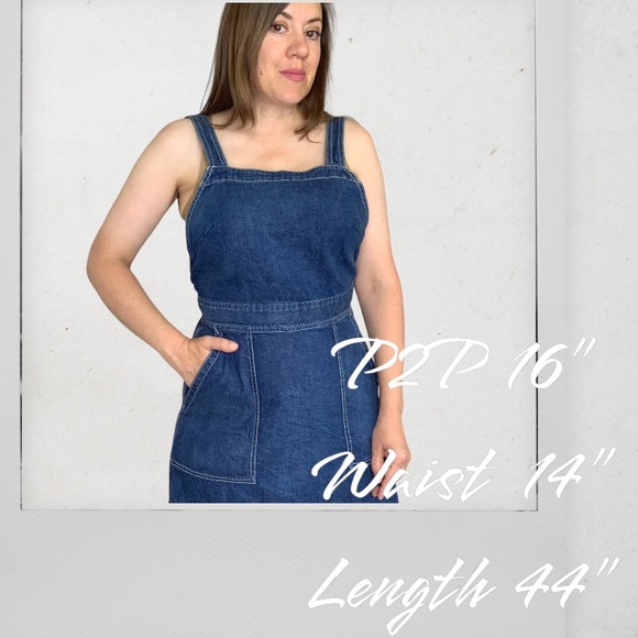 Polo Ralph Lauren Blue Denim Jumper Overalls Pinafore Retro Apron Dress Size 8 - Picture 2 of 16